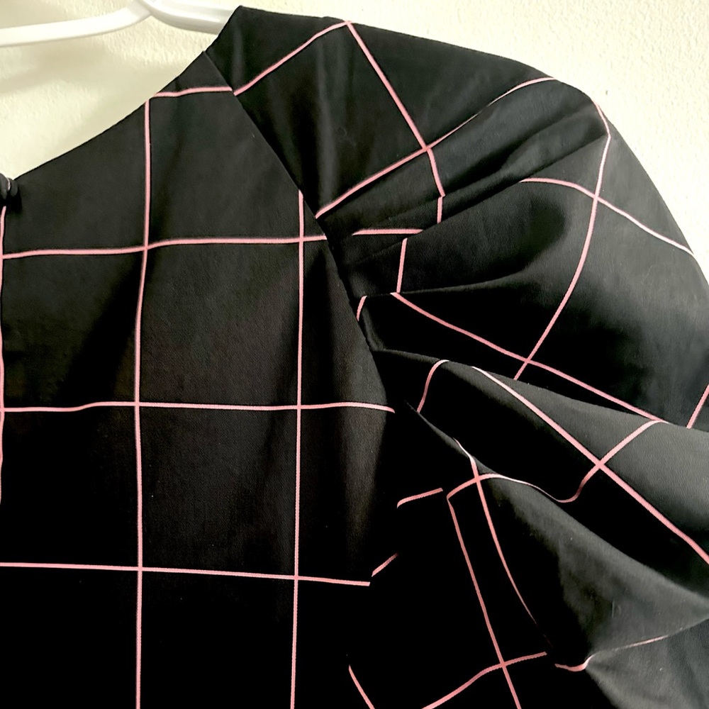 MILLY Aria dress in black & pink window-pane plaid size 6 - Picture 9 of 11